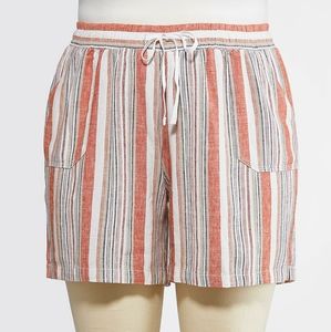 Drawstring Stripe Linen Shorts